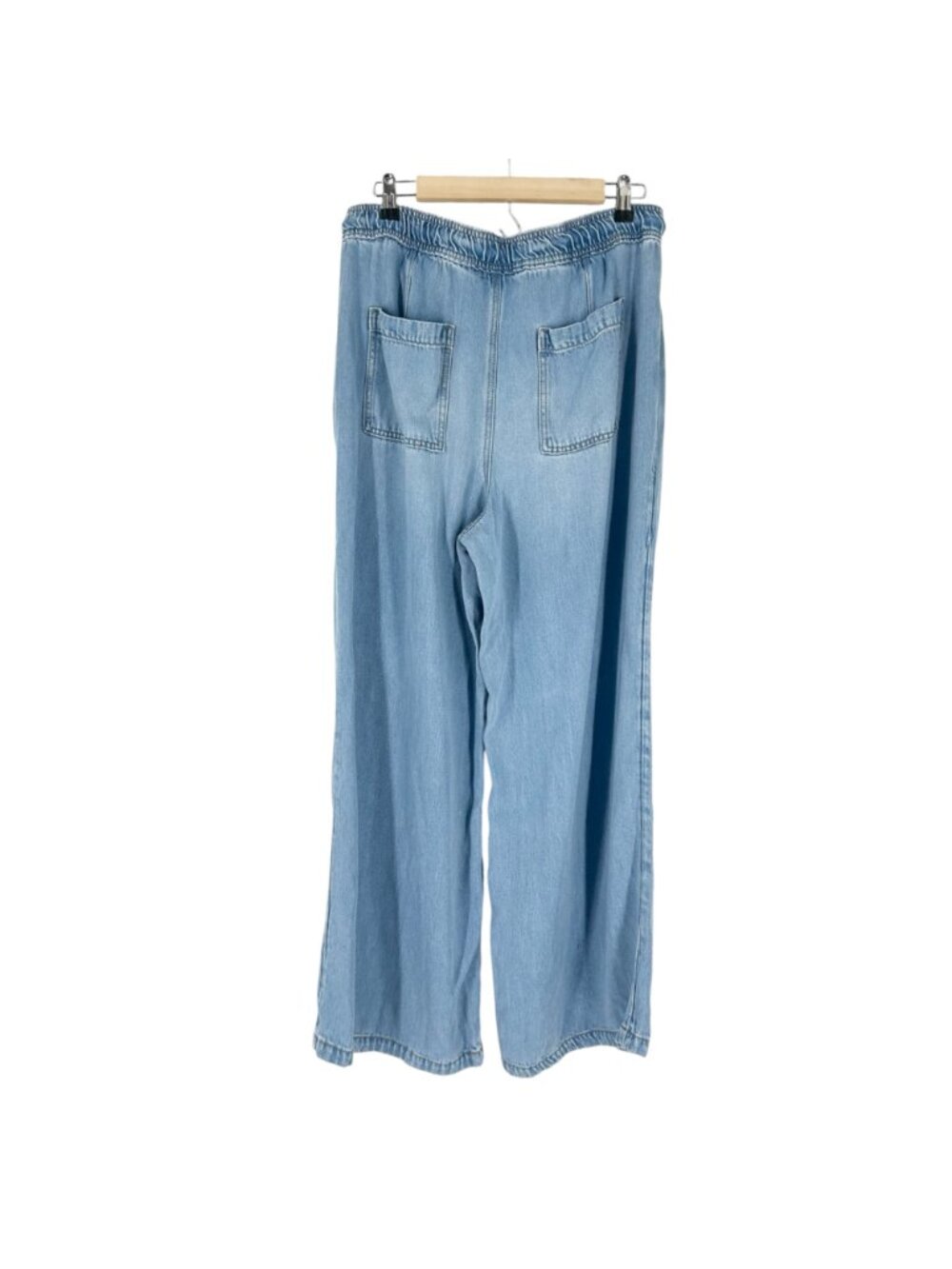 Loft Palazzo Light Wash Chambray Pants with Drawstring - Picture 2 of 8